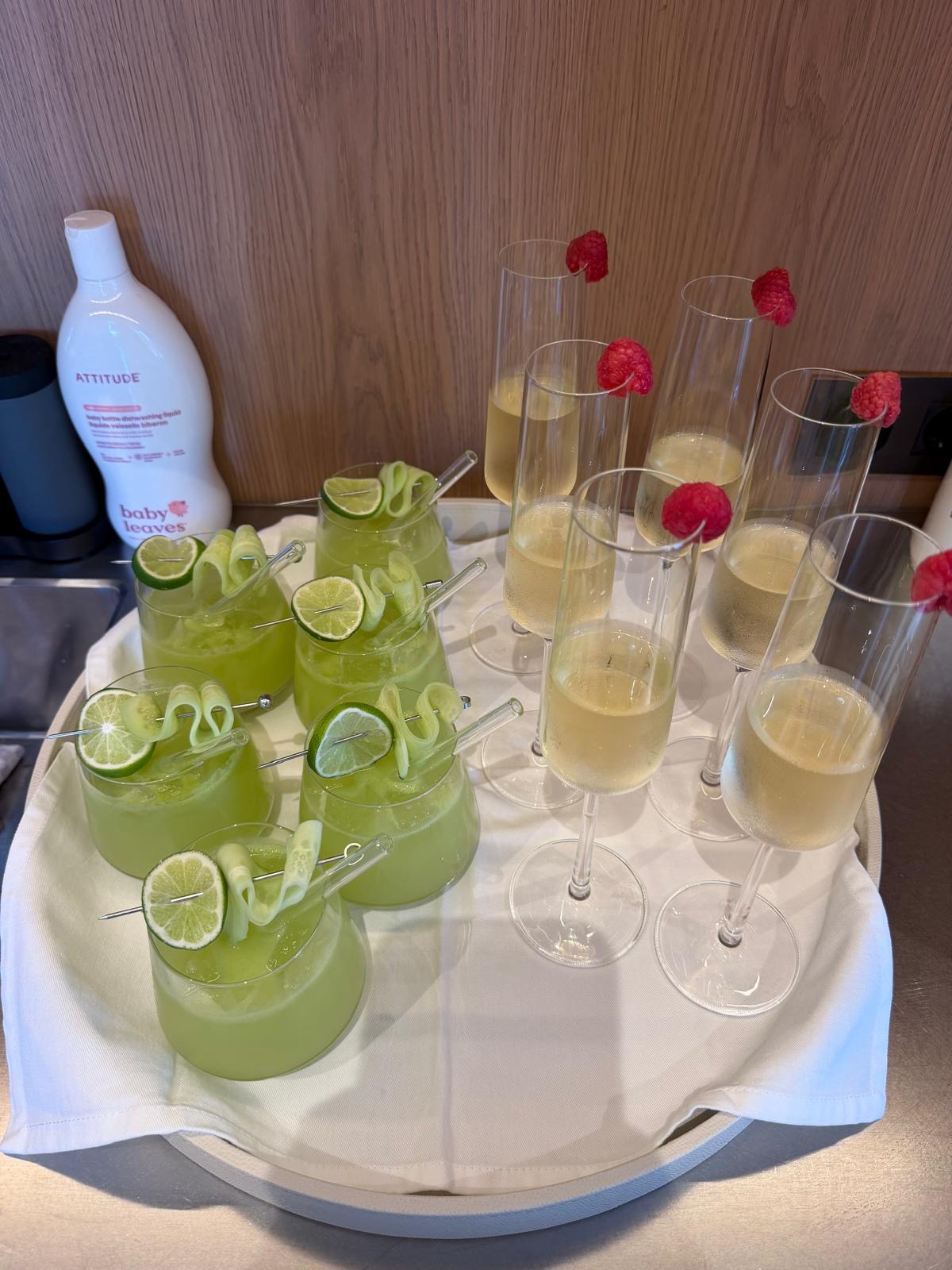 Cocktails and champagne prepared for yacht guests